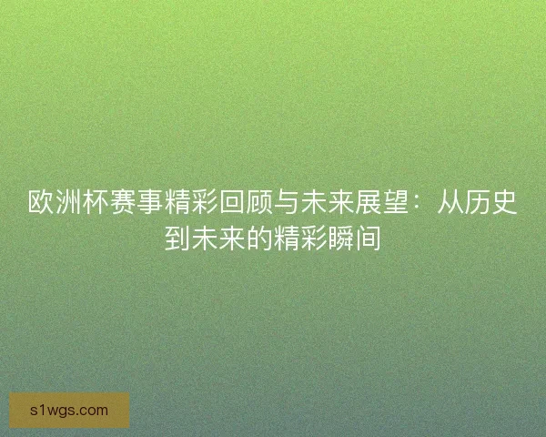 欧洲杯赛事精彩回顾与未来展望：从历史到未来的精彩瞬间